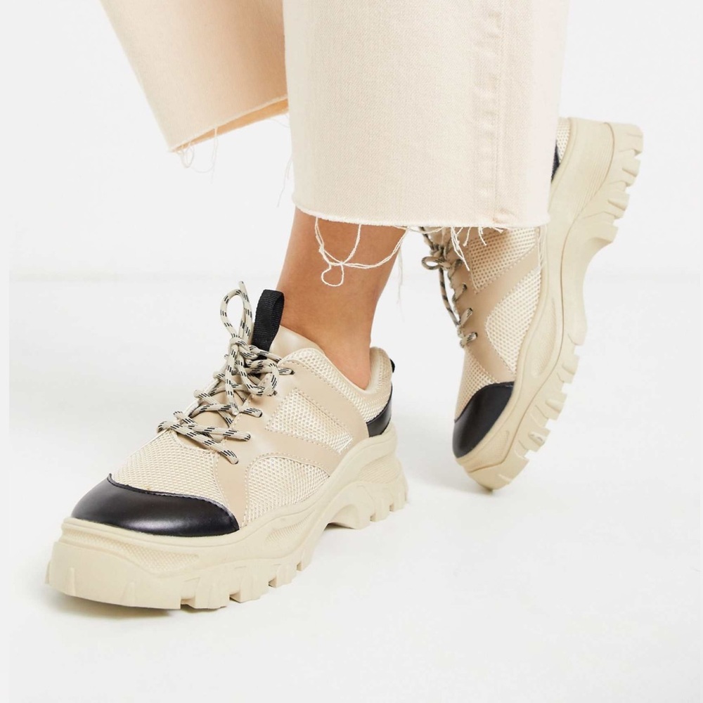 Monki Stylish Beige and Black Women's Sneakers EU 36
